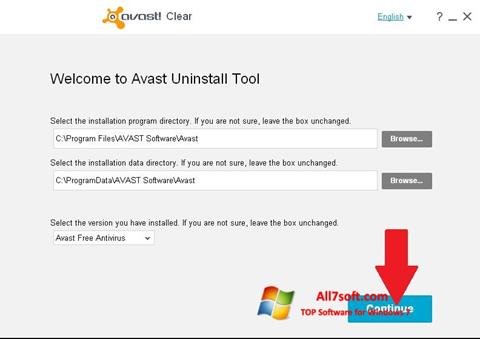 Snimak zaslona Avast Uninstall Utility Windows 7