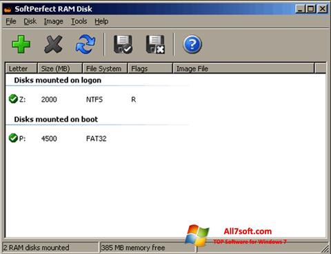 Snimak zaslona SoftPerfect RAM Disk Windows 7
