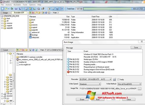 Snimak zaslona UltraISO Windows 7