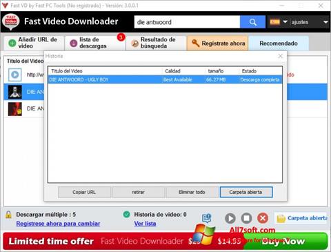 Snimak zaslona Fast Video Downloader Windows 7