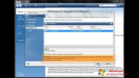Snimak zaslona Seagate DiscWizard Windows 7