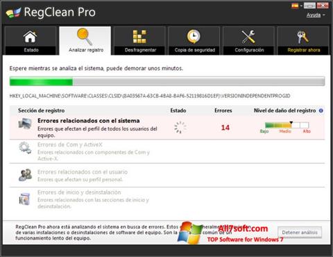 Snimak zaslona RegClean Pro Windows 7