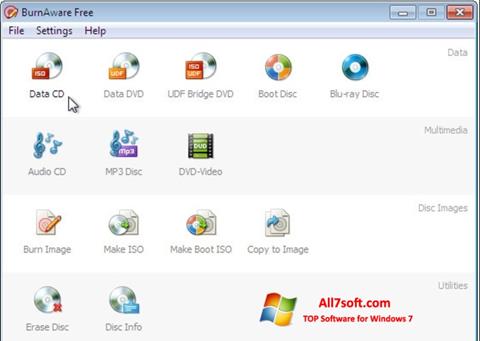 Snimak zaslona BurnAware Free Windows 7