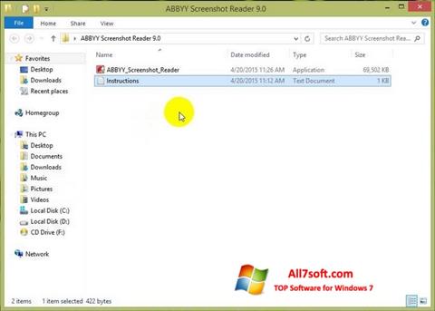 Snimak zaslona ABBYY Screenshot Reader Windows 7
