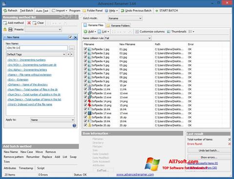 Snimak zaslona ReNamer Windows 7