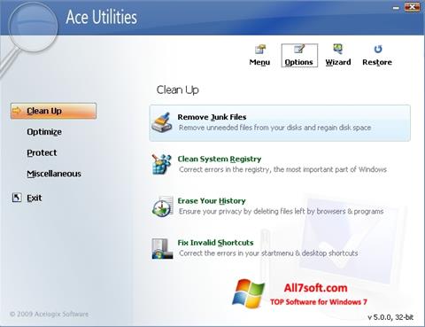 Snimak zaslona Ace Utilities Windows 7