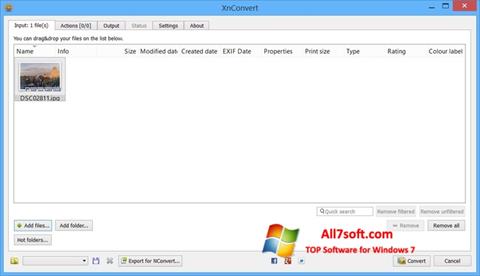 Snimak zaslona XnConvert Windows 7