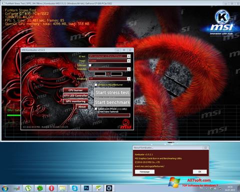 Snimak zaslona MSI Kombustor Windows 7