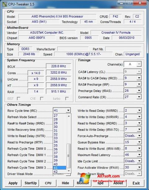 Snimak zaslona CPU-Tweaker Windows 7