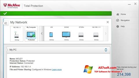 Snimak zaslona McAfee Total Protection Windows 7