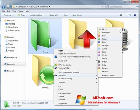 Snimak zaslona FolderIco Windows 7