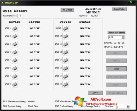Snimak zaslona AlcorMP Windows 7