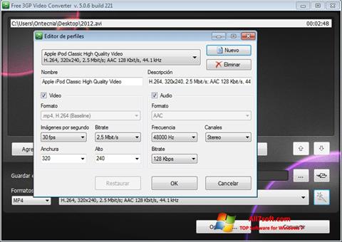 Snimak zaslona Free MP4 Video Converter Windows 7