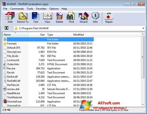 Snimak zaslona WinRAR Windows 7