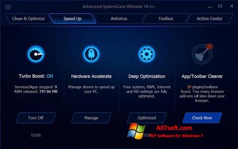 Snimak zaslona Advanced SystemCare Ultimate Windows 7