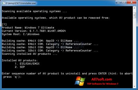 Snimak zaslona ESET Uninstaller Windows 7