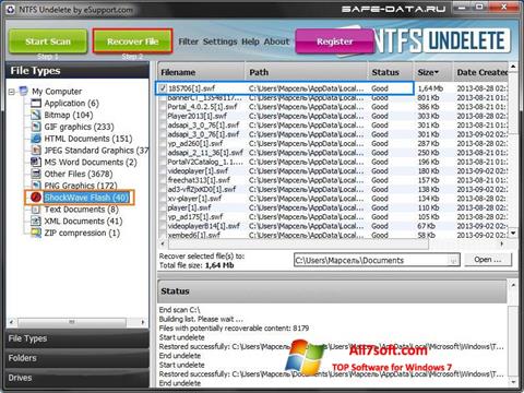 Snimak zaslona NTFS Undelete Windows 7