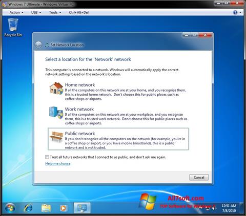 Snimak zaslona Windows Virtual PC Windows 7