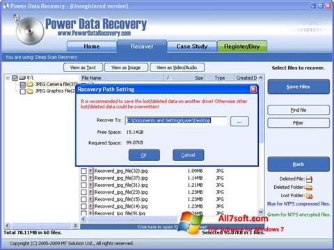 Snimak zaslona Power Data Recovery Windows 7