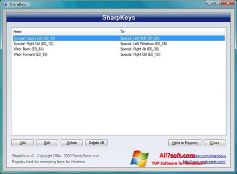Snimak zaslona SharpKeys Windows 7