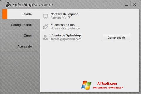 Snimak zaslona Splashtop Streamer Windows 7