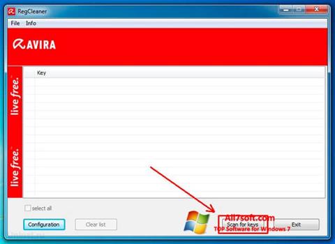 Snimak zaslona Avira Registry Cleaner Windows 7