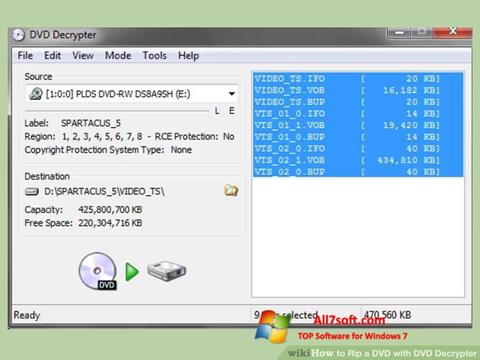 Snimak zaslona DVD Decrypter Windows 7