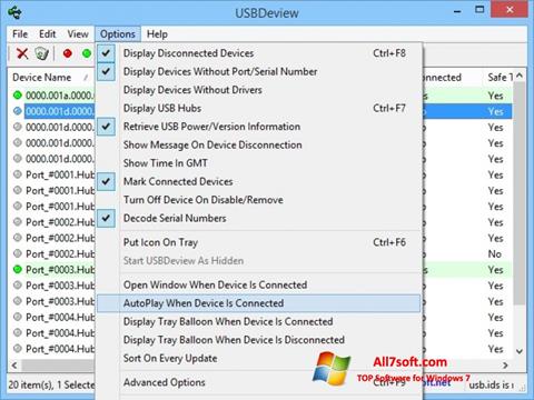 Snimak zaslona USBDeview Windows 7