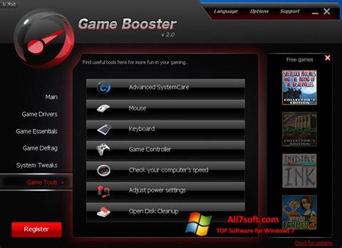 Snimak zaslona Game Booster Windows 7