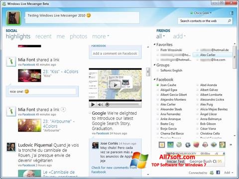 Snimak zaslona Windows Live Messenger Windows 7