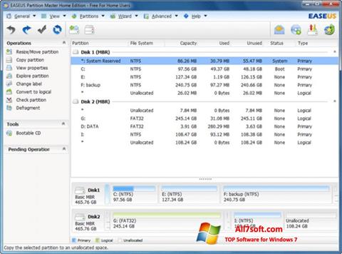 Snimak zaslona EASEUS Partition Master Windows 7