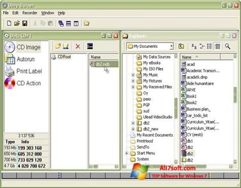 Snimak zaslona DeepBurner Windows 7