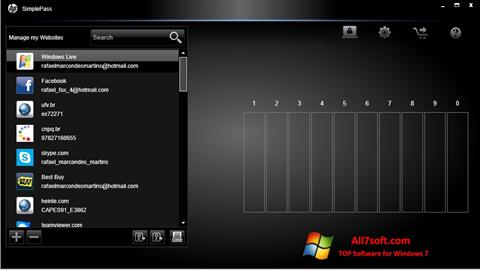 Snimak zaslona HP SimplePass Windows 7