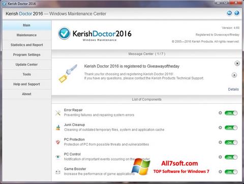 Snimak zaslona Kerish Doctor Windows 7