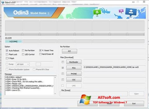 Snimak zaslona Odin Windows 7