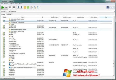 Snimak zaslona Advanced IP Scanner Windows 7