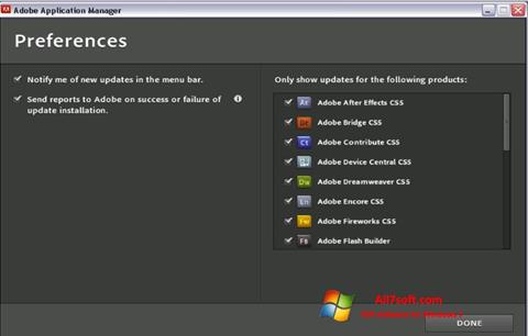 Snimak zaslona Adobe Application Manager Windows 7