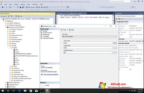 Snimak zaslona Microsoft SQL Server Windows 7
