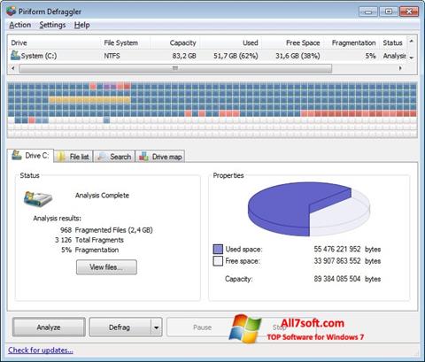 Snimak zaslona Defraggler Windows 7