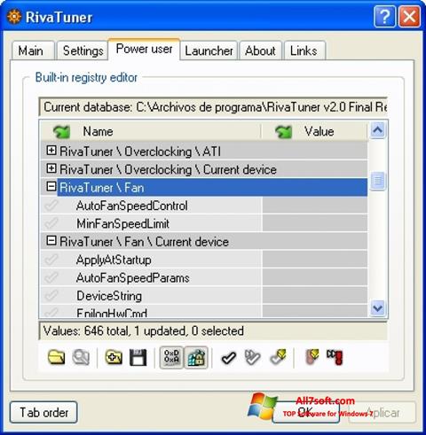 Snimak zaslona RivaTuner Windows 7