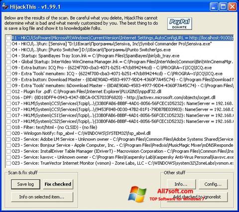 Snimak zaslona HijackThis Windows 7