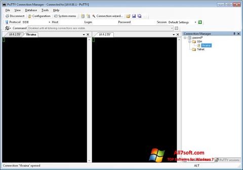 Snimak zaslona PuTTY Connection Manager Windows 7