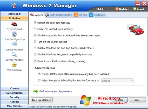 Snimak zaslona Windows 7 Manager Windows 7