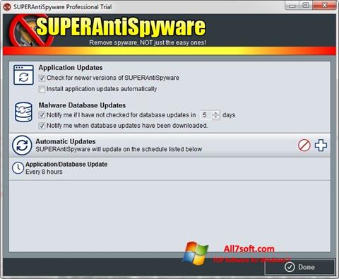 Snimak zaslona SUPERAntiSpyware Windows 7