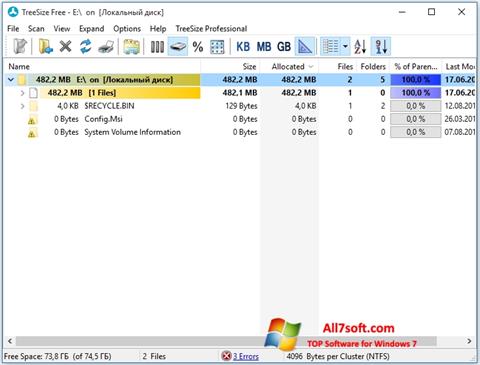 Snimak zaslona TreeSize Free Windows 7