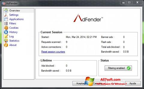 Snimak zaslona AdFender Windows 7