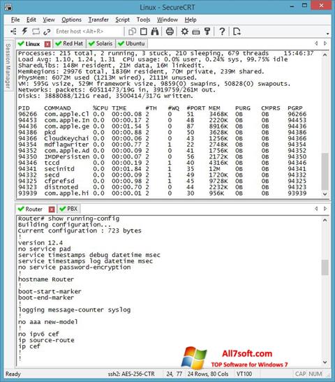 Snimak zaslona SecureCRT Windows 7