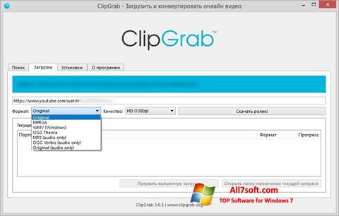 Snimak zaslona ClipGrab Windows 7
