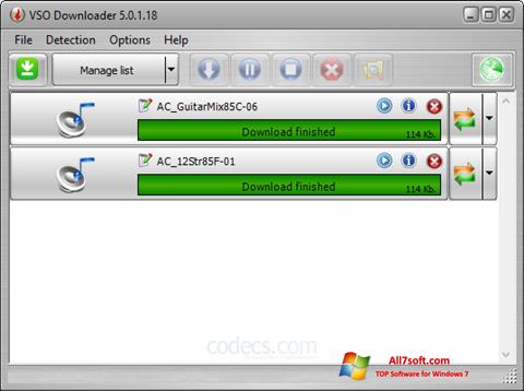 Snimak zaslona VSO Downloader Windows 7
