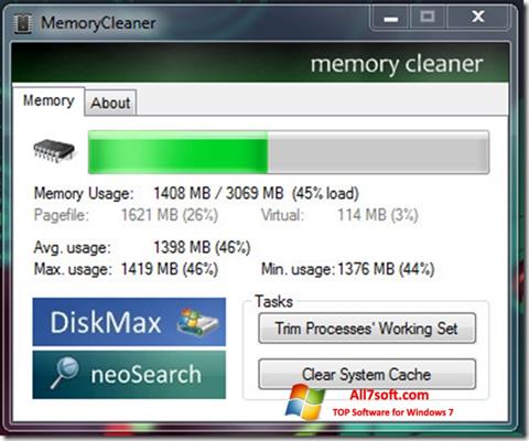 Snimak zaslona Memory Cleaner Windows 7